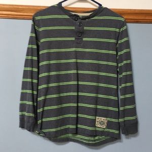 And old navy gray and green striped shirt